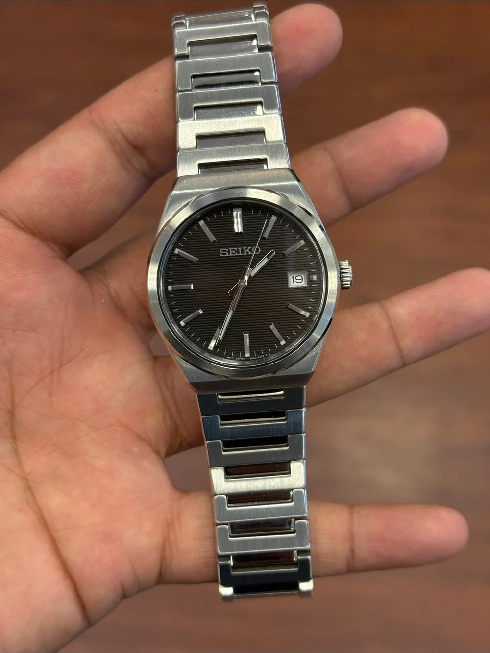 Seiko Silver and Black Stainless Steel  Men's Essentials  39mm Watch